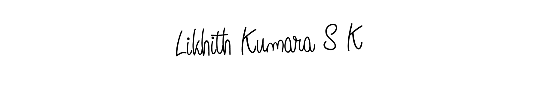 You should practise on your own different ways (Angelique-Rose-font-FFP) to write your name (Likhith Kumara S K) in signature. don't let someone else do it for you. Likhith Kumara S K signature style 5 images and pictures png