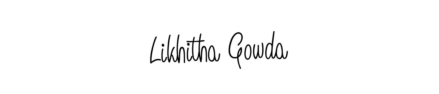The best way (Angelique-Rose-font-FFP) to make a short signature is to pick only two or three words in your name. The name Likhitha Gowda include a total of six letters. For converting this name. Likhitha Gowda signature style 5 images and pictures png