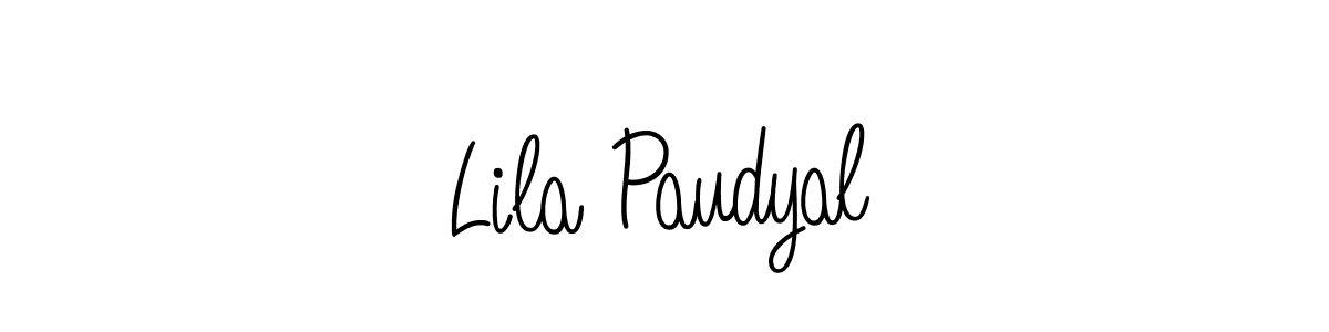 You should practise on your own different ways (Angelique-Rose-font-FFP) to write your name (Lila Paudyal) in signature. don't let someone else do it for you. Lila Paudyal signature style 5 images and pictures png