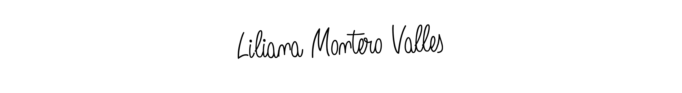 You should practise on your own different ways (Angelique-Rose-font-FFP) to write your name (Liliana Montero Valles) in signature. don't let someone else do it for you. Liliana Montero Valles signature style 5 images and pictures png