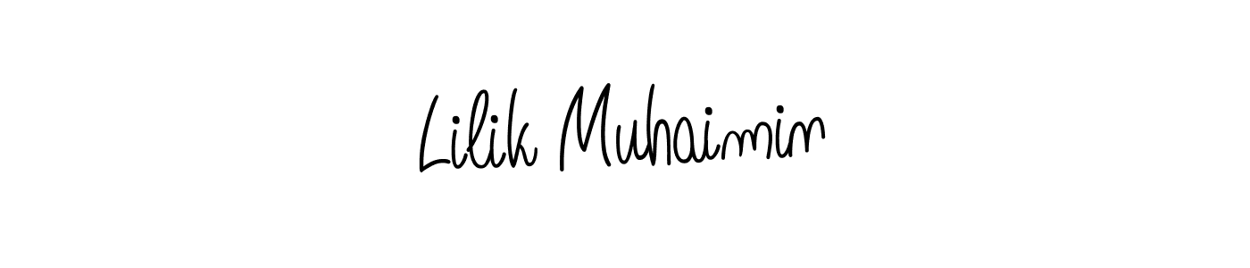 if you are searching for the best signature style for your name Lilik Muhaimin. so please give up your signature search. here we have designed multiple signature styles  using Angelique-Rose-font-FFP. Lilik Muhaimin signature style 5 images and pictures png