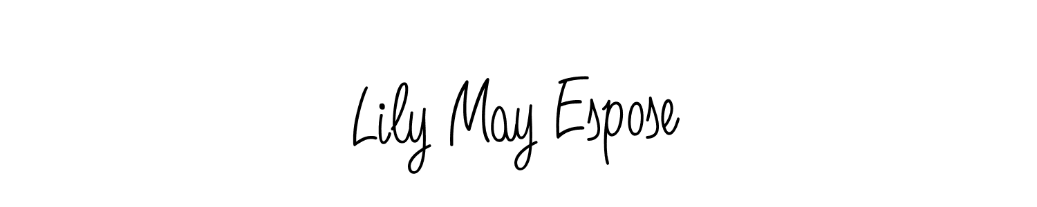 The best way (Angelique-Rose-font-FFP) to make a short signature is to pick only two or three words in your name. The name Lily May Espose include a total of six letters. For converting this name. Lily May Espose signature style 5 images and pictures png