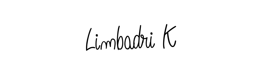 Design your own signature with our free online signature maker. With this signature software, you can create a handwritten (Angelique-Rose-font-FFP) signature for name Limbadri K. Limbadri K signature style 5 images and pictures png