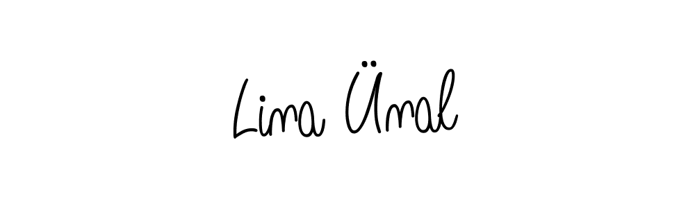 The best way (Angelique-Rose-font-FFP) to make a short signature is to pick only two or three words in your name. The name Lina Ünal include a total of six letters. For converting this name. Lina Ünal signature style 5 images and pictures png