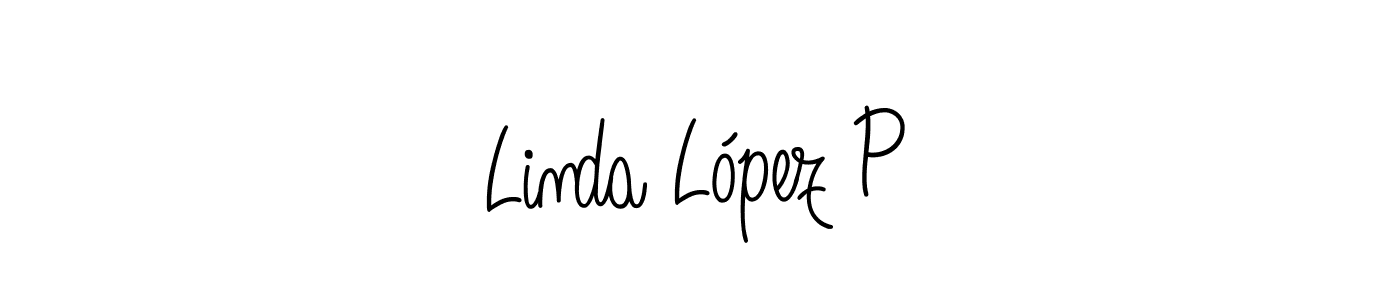 The best way (Angelique-Rose-font-FFP) to make a short signature is to pick only two or three words in your name. The name Linda López P include a total of six letters. For converting this name. Linda López P signature style 5 images and pictures png