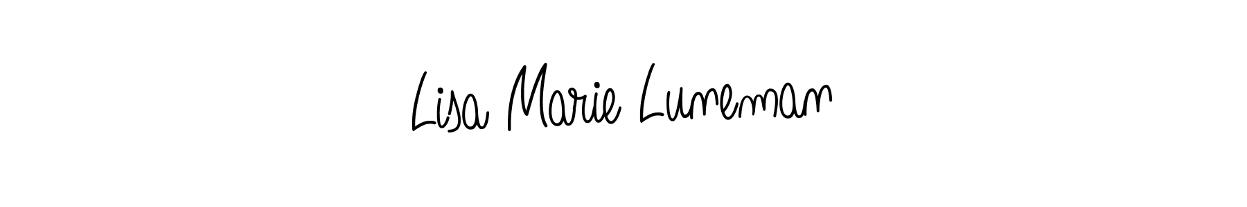 How to make Lisa Marie Luneman name signature. Use Angelique-Rose-font-FFP style for creating short signs online. This is the latest handwritten sign. Lisa Marie Luneman signature style 5 images and pictures png
