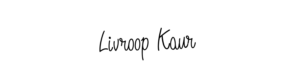 How to make Livroop Kaur name signature. Use Angelique-Rose-font-FFP style for creating short signs online. This is the latest handwritten sign. Livroop Kaur signature style 5 images and pictures png