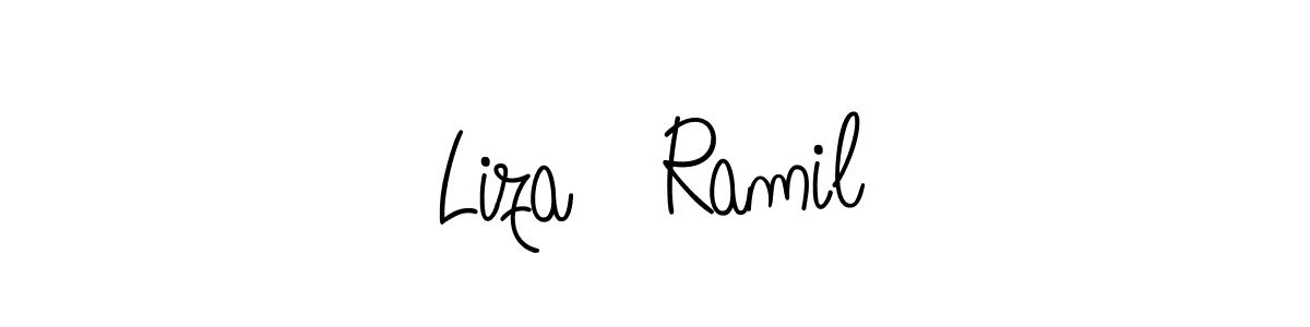Use a signature maker to create a handwritten signature online. With this signature software, you can design (Angelique-Rose-font-FFP) your own signature for name Liza   Ramil. Liza   Ramil signature style 5 images and pictures png