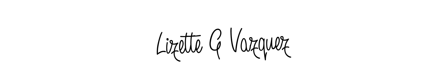 Make a beautiful signature design for name Lizette G Vazquez. With this signature (Angelique-Rose-font-FFP) style, you can create a handwritten signature for free. Lizette G Vazquez signature style 5 images and pictures png