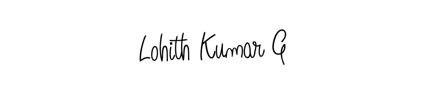 You should practise on your own different ways (Angelique-Rose-font-FFP) to write your name (Lohith Kumar G) in signature. don't let someone else do it for you. Lohith Kumar G signature style 5 images and pictures png