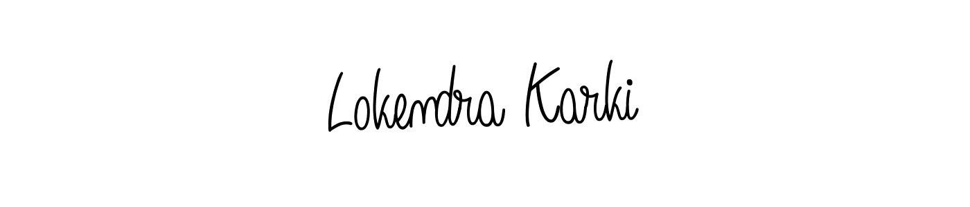 Use a signature maker to create a handwritten signature online. With this signature software, you can design (Angelique-Rose-font-FFP) your own signature for name Lokendra Karki. Lokendra Karki signature style 5 images and pictures png