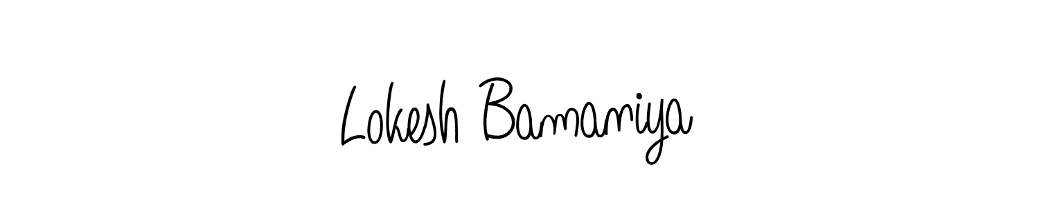 How to make Lokesh Bamaniya name signature. Use Angelique-Rose-font-FFP style for creating short signs online. This is the latest handwritten sign. Lokesh Bamaniya signature style 5 images and pictures png