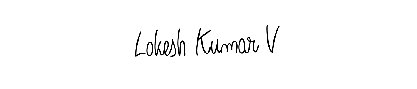 Make a beautiful signature design for name Lokesh Kumar V. With this signature (Angelique-Rose-font-FFP) style, you can create a handwritten signature for free. Lokesh Kumar V signature style 5 images and pictures png