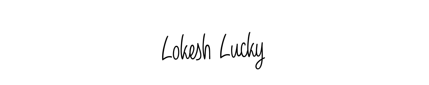 How to make Lokesh Lucky☞ name signature. Use Angelique-Rose-font-FFP style for creating short signs online. This is the latest handwritten sign. Lokesh Lucky☞ signature style 5 images and pictures png