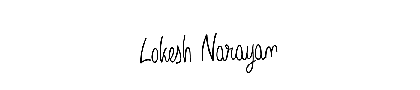 The best way (Angelique-Rose-font-FFP) to make a short signature is to pick only two or three words in your name. The name Lokesh Narayan include a total of six letters. For converting this name. Lokesh Narayan signature style 5 images and pictures png