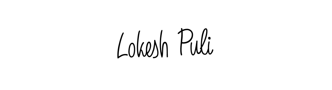 How to make Lokesh Puli name signature. Use Angelique-Rose-font-FFP style for creating short signs online. This is the latest handwritten sign. Lokesh Puli signature style 5 images and pictures png