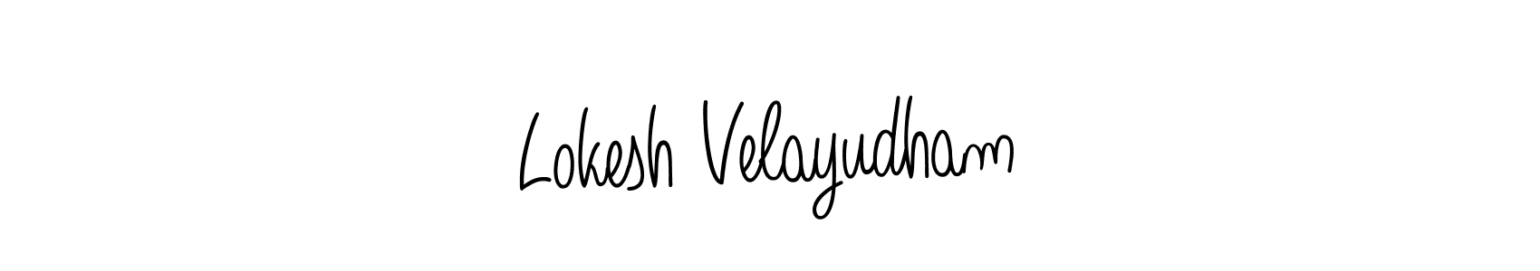 You should practise on your own different ways (Angelique-Rose-font-FFP) to write your name (Lokesh Velayudham) in signature. don't let someone else do it for you. Lokesh Velayudham signature style 5 images and pictures png