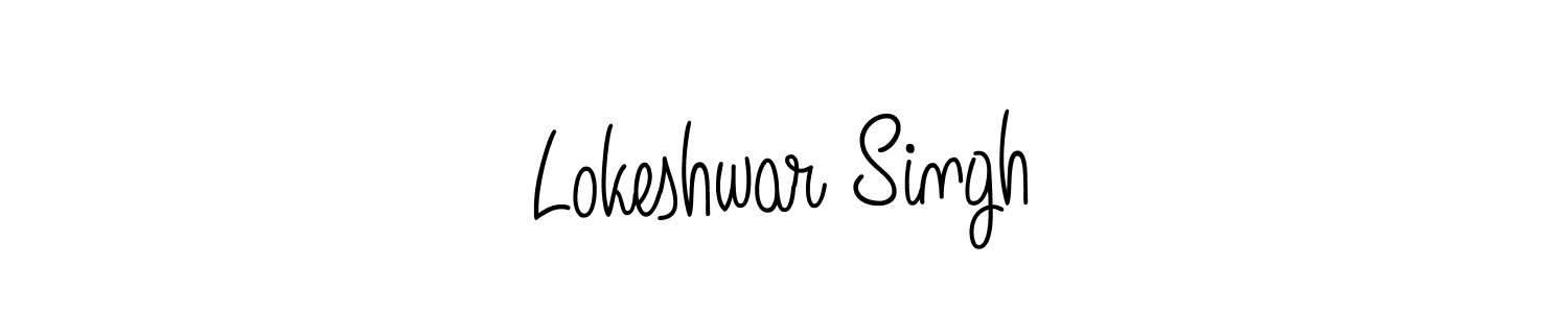 You should practise on your own different ways (Angelique-Rose-font-FFP) to write your name (Lokeshwar Singh) in signature. don't let someone else do it for you. Lokeshwar Singh signature style 5 images and pictures png