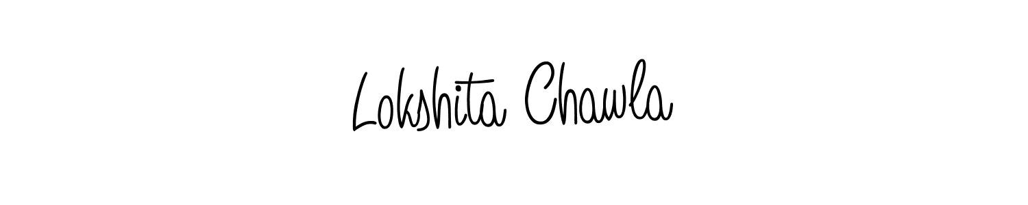 You should practise on your own different ways (Angelique-Rose-font-FFP) to write your name (Lokshita Chawla) in signature. don't let someone else do it for you. Lokshita Chawla signature style 5 images and pictures png