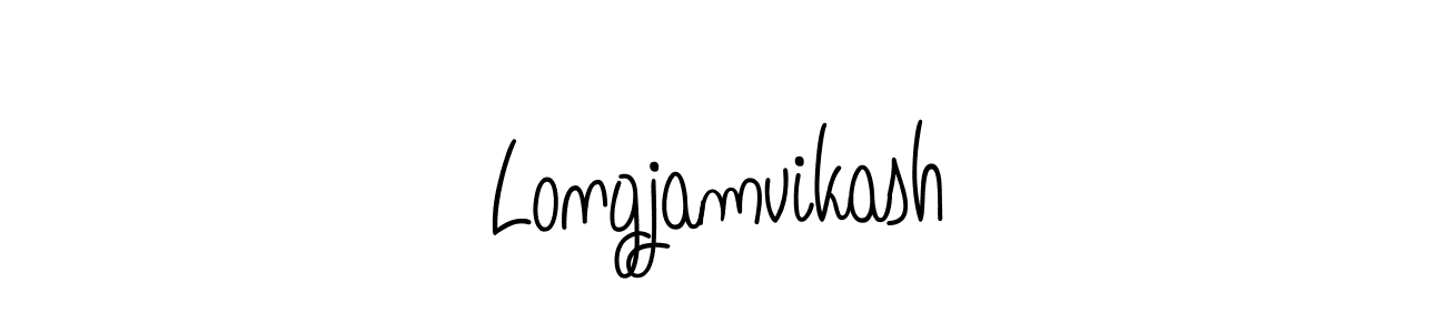 The best way (Angelique-Rose-font-FFP) to make a short signature is to pick only two or three words in your name. The name Longjamvikash include a total of six letters. For converting this name. Longjamvikash signature style 5 images and pictures png