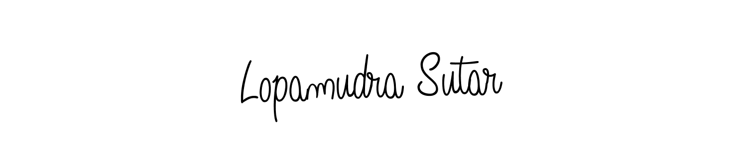 Lopamudra Sutar stylish signature style. Best Handwritten Sign (Angelique-Rose-font-FFP) for my name. Handwritten Signature Collection Ideas for my name Lopamudra Sutar. Lopamudra Sutar signature style 5 images and pictures png