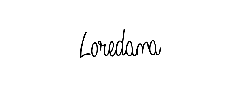 Make a beautiful signature design for name Loredana. With this signature (Angelique-Rose-font-FFP) style, you can create a handwritten signature for free. Loredana signature style 5 images and pictures png