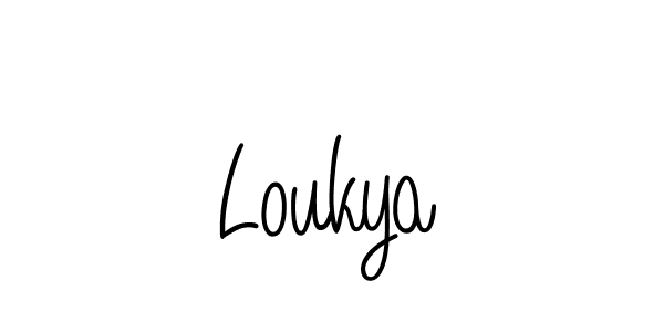 Create a beautiful signature design for name Loukya. With this signature (Angelique-Rose-font-FFP) fonts, you can make a handwritten signature for free. Loukya signature style 5 images and pictures png