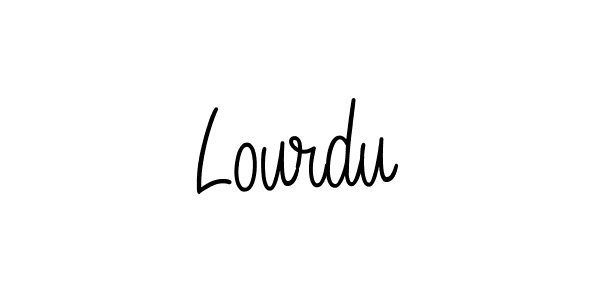 Make a beautiful signature design for name Lourdu. With this signature (Angelique-Rose-font-FFP) style, you can create a handwritten signature for free. Lourdu signature style 5 images and pictures png