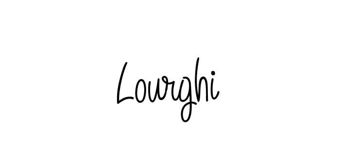 Make a beautiful signature design for name Lourghi. With this signature (Angelique-Rose-font-FFP) style, you can create a handwritten signature for free. Lourghi signature style 5 images and pictures png