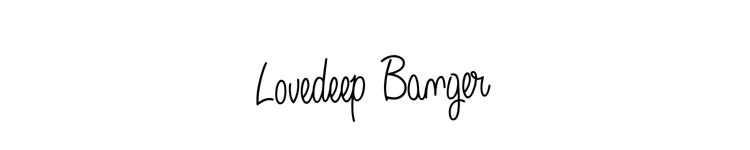 Make a beautiful signature design for name Lovedeep Banger. With this signature (Angelique-Rose-font-FFP) style, you can create a handwritten signature for free. Lovedeep Banger signature style 5 images and pictures png