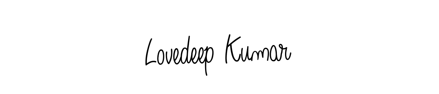 The best way (Angelique-Rose-font-FFP) to make a short signature is to pick only two or three words in your name. The name Lovedeep Kumar include a total of six letters. For converting this name. Lovedeep Kumar signature style 5 images and pictures png