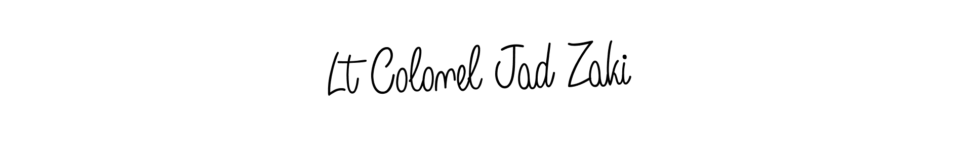 Use a signature maker to create a handwritten signature online. With this signature software, you can design (Angelique-Rose-font-FFP) your own signature for name Lt Colonel Jad Zaki. Lt Colonel Jad Zaki signature style 5 images and pictures png