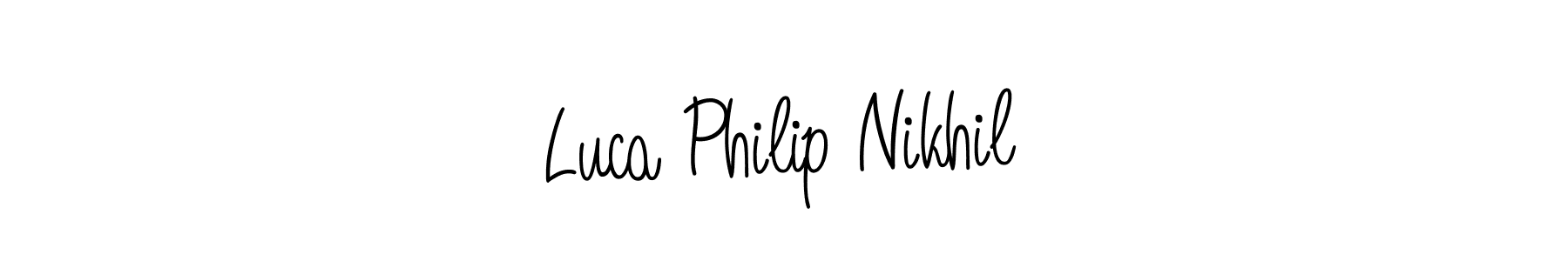 This is the best signature style for the Luca Philip Nikhil name. Also you like these signature font (Angelique-Rose-font-FFP). Mix name signature. Luca Philip Nikhil signature style 5 images and pictures png