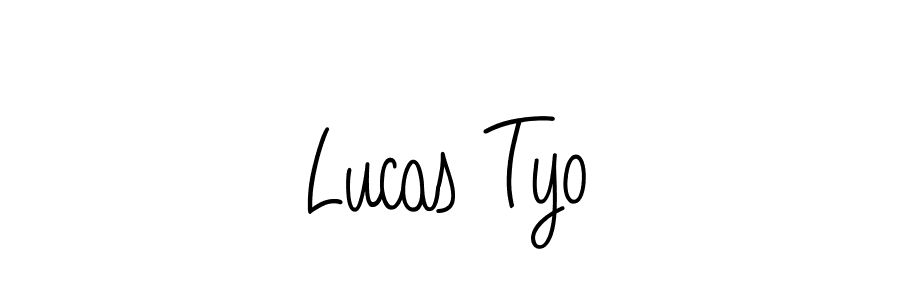 You should practise on your own different ways (Angelique-Rose-font-FFP) to write your name (Lucas Tyo) in signature. don't let someone else do it for you. Lucas Tyo signature style 5 images and pictures png