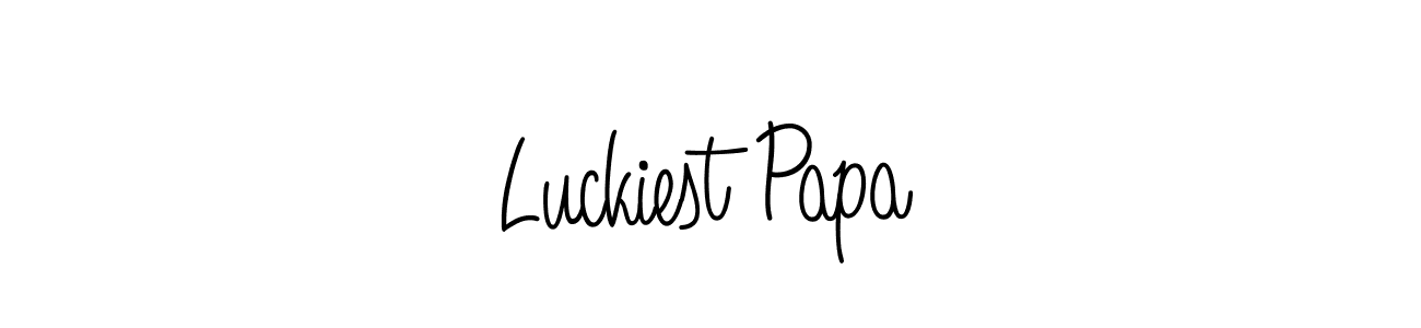 Make a beautiful signature design for name Luckiest Papa. With this signature (Angelique-Rose-font-FFP) style, you can create a handwritten signature for free. Luckiest Papa signature style 5 images and pictures png
