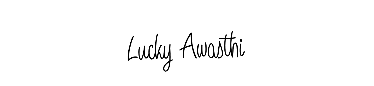 Lucky Awasthi stylish signature style. Best Handwritten Sign (Angelique-Rose-font-FFP) for my name. Handwritten Signature Collection Ideas for my name Lucky Awasthi. Lucky Awasthi signature style 5 images and pictures png