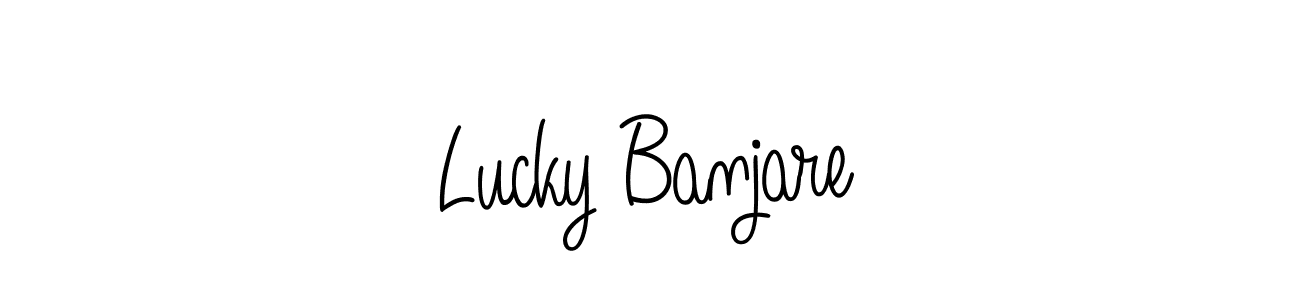 Use a signature maker to create a handwritten signature online. With this signature software, you can design (Angelique-Rose-font-FFP) your own signature for name Lucky Banjare. Lucky Banjare signature style 5 images and pictures png