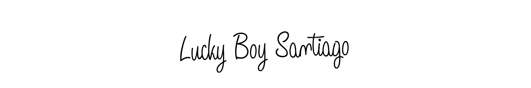 You should practise on your own different ways (Angelique-Rose-font-FFP) to write your name (Lucky Boy Santiago) in signature. don't let someone else do it for you. Lucky Boy Santiago signature style 5 images and pictures png