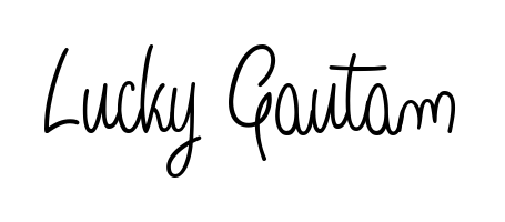 A timeless handwritten aesthetic for Lucky Gautam. The Angelique-Rose-font-FFP font gives your signature a handcrafted feel with natural curves. Lucky Gautam signature style 5 images and pictures png