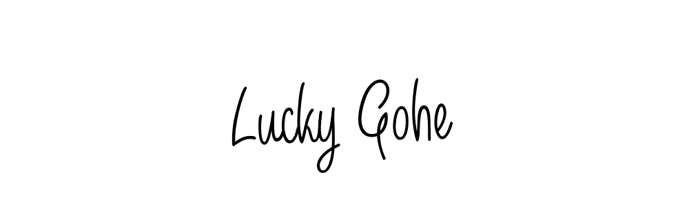 You should practise on your own different ways (Angelique-Rose-font-FFP) to write your name (Lucky Gohe) in signature. don't let someone else do it for you. Lucky Gohe signature style 5 images and pictures png