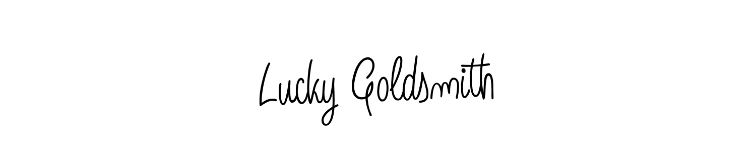 The best way (Angelique-Rose-font-FFP) to make a short signature is to pick only two or three words in your name. The name Lucky Goldsmith include a total of six letters. For converting this name. Lucky Goldsmith signature style 5 images and pictures png