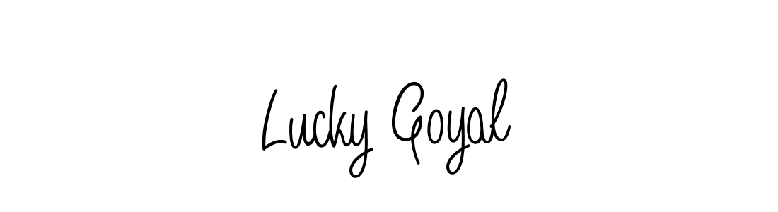 The best way (Angelique-Rose-font-FFP) to make a short signature is to pick only two or three words in your name. The name Lucky Goyal include a total of six letters. For converting this name. Lucky Goyal signature style 5 images and pictures png