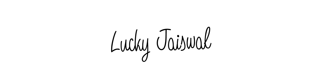 Use a signature maker to create a handwritten signature online. With this signature software, you can design (Angelique-Rose-font-FFP) your own signature for name Lucky Jaiswal. Lucky Jaiswal signature style 5 images and pictures png