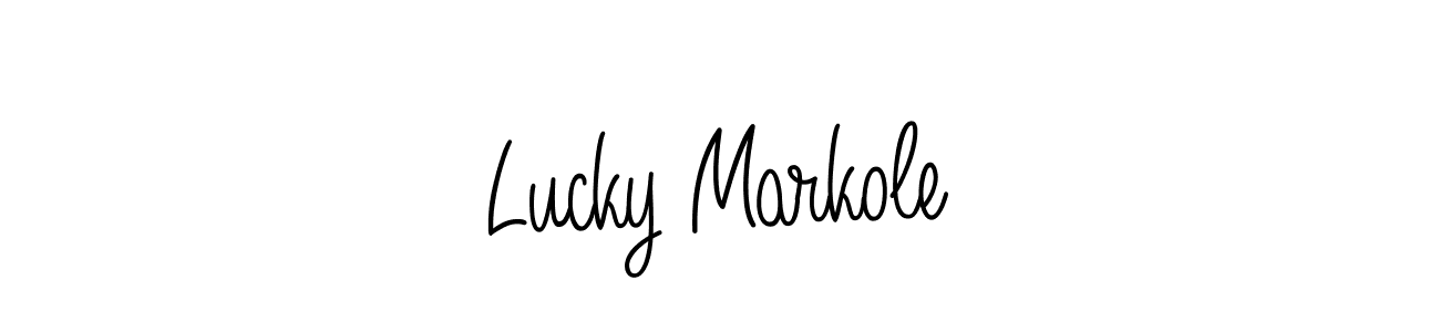 Check out images of Autograph of Lucky Markole name. Actor Lucky Markole Signature Style. Angelique-Rose-font-FFP is a professional sign style online. Lucky Markole signature style 5 images and pictures png