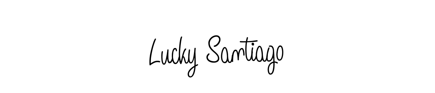 Use a signature maker to create a handwritten signature online. With this signature software, you can design (Angelique-Rose-font-FFP) your own signature for name Lucky Santiago. Lucky Santiago signature style 5 images and pictures png
