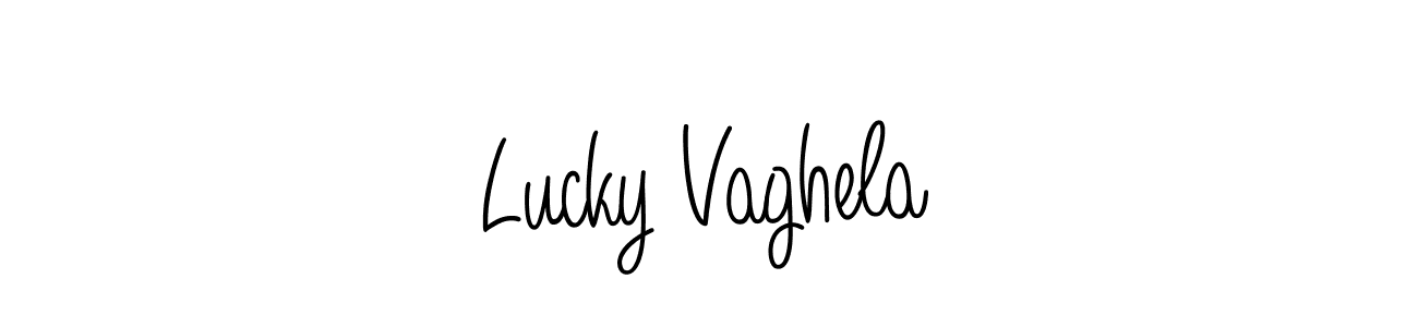 Here are the top 10 professional signature styles for the name Lucky Vaghela. These are the best autograph styles you can use for your name. Lucky Vaghela signature style 5 images and pictures png