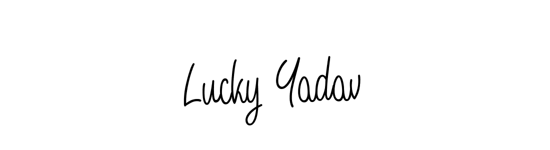 The best way (Angelique-Rose-font-FFP) to make a short signature is to pick only two or three words in your name. The name Lucky Yadav include a total of six letters. For converting this name. Lucky Yadav signature style 5 images and pictures png