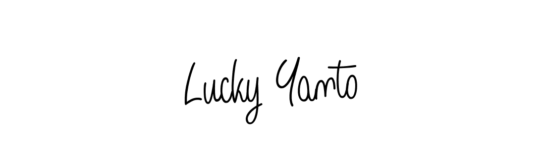 How to make Lucky Yanto name signature. Use Angelique-Rose-font-FFP style for creating short signs online. This is the latest handwritten sign. Lucky Yanto signature style 5 images and pictures png