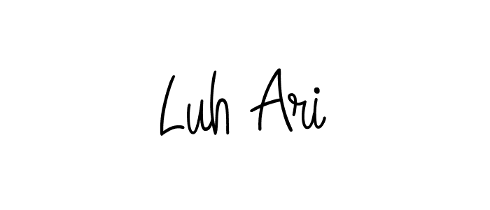 You should practise on your own different ways (Angelique-Rose-font-FFP) to write your name (Luh Ari) in signature. don't let someone else do it for you. Luh Ari signature style 5 images and pictures png