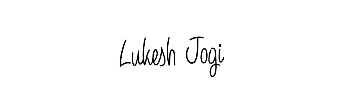 You should practise on your own different ways (Angelique-Rose-font-FFP) to write your name (Lukesh Jogi) in signature. don't let someone else do it for you. Lukesh Jogi signature style 5 images and pictures png